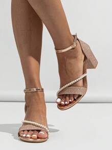 Women's High Heel Sandals, Valentine's Day Edition - Champagne - View 2