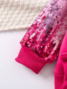 SHEIN 女小童亮片和獨角獸印花貼布細節飛行員夾克 - 粉色 - 查看 3