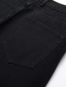 Men Figure Pattern Ripped Jeans - Black - View 5