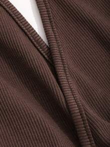 DAZY 纯色斜领露背性感上衣 - 咖啡棕 - 查看 3