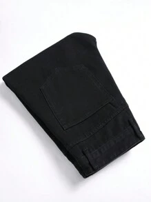 Men Figure Pattern Ripped Jeans - Black - View 4