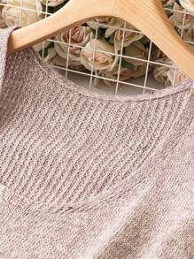 SHEIN LUNE Plus Marled Knit Top - Khaki - View 3