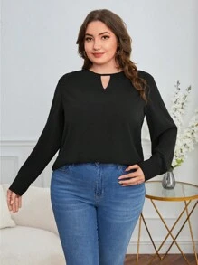 SHEIN Essnce Plus Keyhole Neckline Blouse
