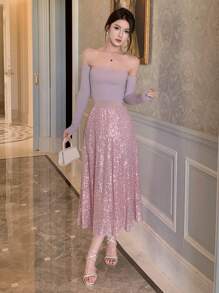 DAZY 亮片A字裙新年 - 粉色 - 查看 7