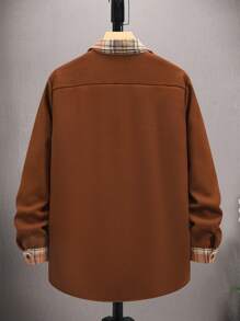 Manfinity Homme Men Plaid Print Flap Pocket Shacket