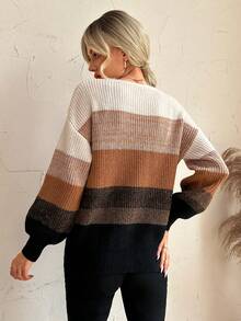 SHEIN LUNE Khối màu Thả vai Áo len Mở - Nhiều màu - Xem 2