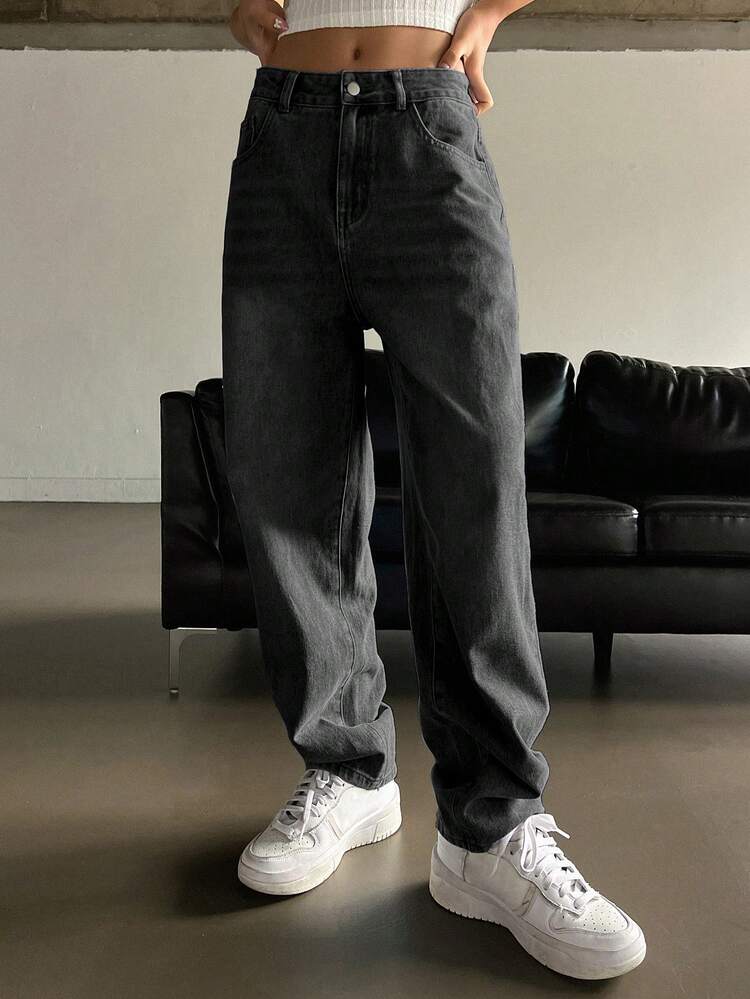 Slant Pocket Straight Leg Jeans Y2k