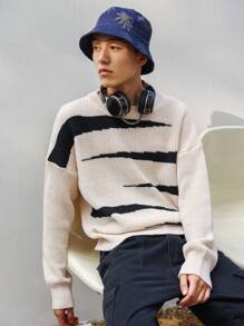 Manfinity Hypemode Men Graphic Pattern Drop Shoulder Sweater - Apricot - View 6