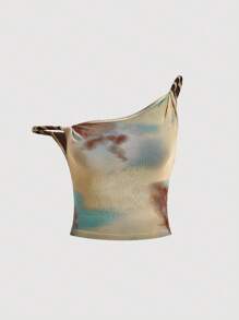 SHEIN MOD Tie Dye Asymmetrische hals Tops , Ombreprint , Marmerprint