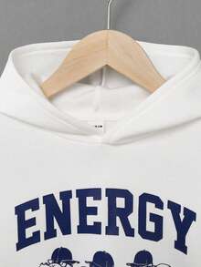 Young Boy Letter & Cartoon Graphic Sweatshirt - White - View 4