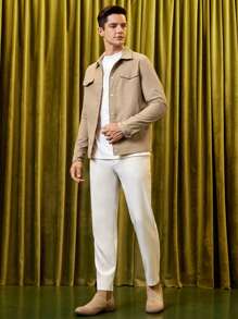 Manfinity VCAY 男士翻蓋口袋前紐扣夾克 - 棕色 - 查看 3