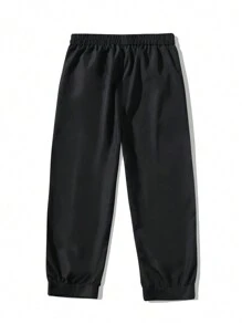 Manfinity Hypemode 男式純色下擺低垂寬鬆褲，超大尺寸，素面黑色，適用於外出穿著 - 黑色 - 查看 2