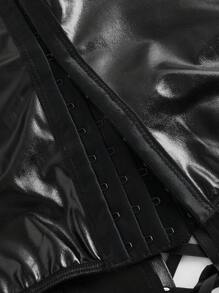 ROMWE Goth Lace Up Front PU Tube Top - Black - View 3