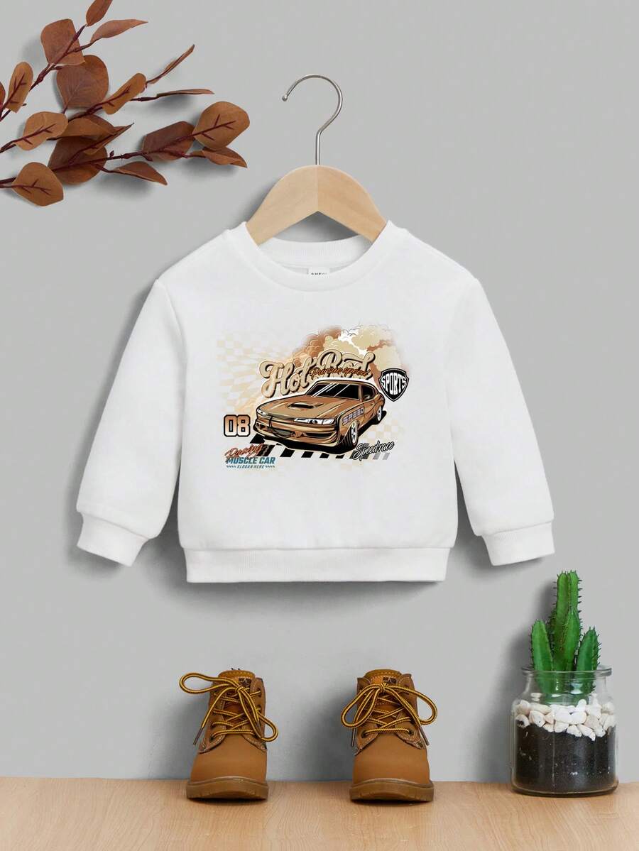 Áo nỉ cổ tròn họa tiết hoạt hình thường ngày cho bé trai, phù hợp cho mùa thu/đông - trắng - Xem 1