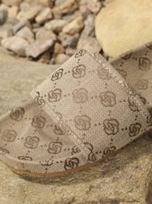 Women Retro Floral Print Flat Slip-On Casual Comfortable Outdoor Slide Sandals, Elegant Beach Slippers - Apricot - View 4