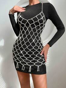 Zolique 珍珠吊帶洋裝不附帶緊身洋裝 - 白色 - 查看 1