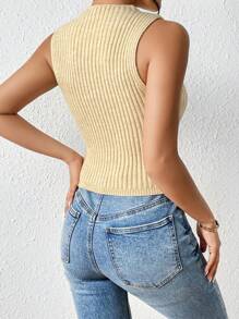 SHEIN Essnce Solid Cable Knit Tank Knit Top - Apricot - View 2