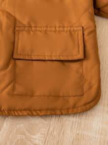 男嬰1入組翻蓋口袋前拉鍊飛行員夾克 - 棕色 - 查看 3