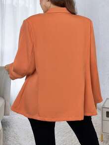 Celure 大碼戧駁領雙排釦西裝外套 - 橘色 - 查看 2