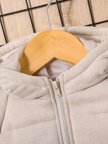 SHEIN Baby Boy Raglan Sleeve Hooded Padded Coat