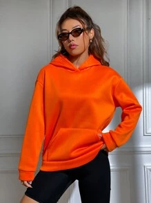 SHEIN Unity Đồ họa Chữ cái Thả vai Hoodie - trái cam - Xem 2