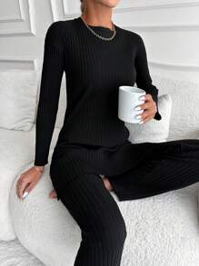 RueChic Leggings & T-Shirt Schlitz am Saum,