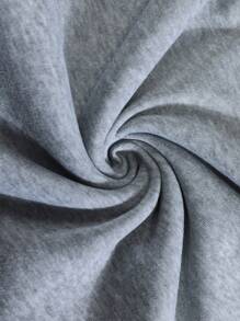 INAWLY 加大码字母图案口袋抽绳保暖内衬卫衣，适合秋冬季节穿着 - 淺灰色 - 查看 6