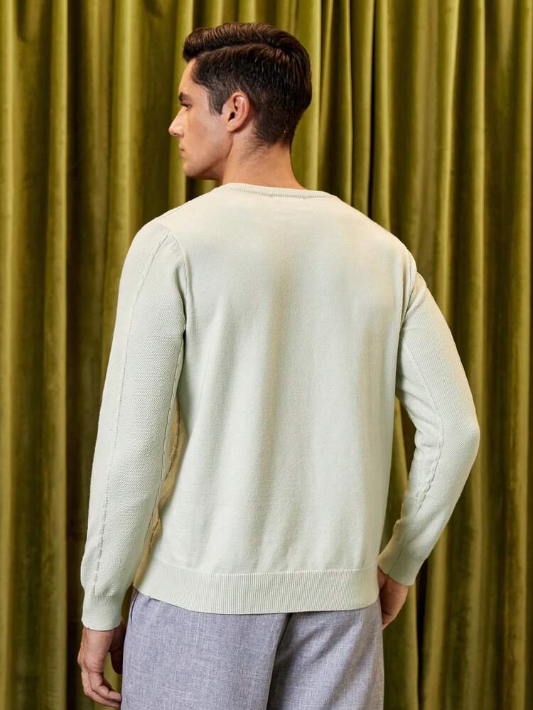 Men Solid Seam Detail Sweater