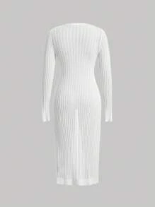 SHEIN MOD Flare Sleeve Tie Front Cardigan In Fall/Winter - White - View 2