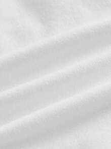 SHEIN EZwear 夏季弹性腰部休闲纯色骑行短裤 - 白色 - 查看 3