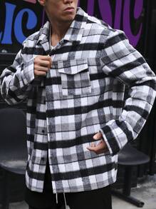 Manfinity Homme 男士格紋翻蓋口袋花呢外套 - 彩色 - 查看 3