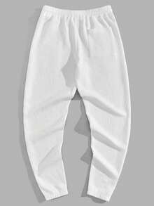 Manfinity RebelGame Men Drawstring Waist Sweatpants - White - View 2