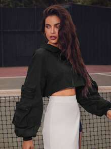 VARSITIE Thể thao Quần vợt Cơ bản Ngoài trời Với Áo khoác - màu đen - Xem 4