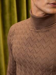 Manfinity VCAY Men Solid Mock Neck Sweater - Khaki - View 5