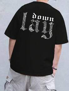 Manfinity LEGND Lỏng lẻo phù hợp Nam Kích thước lớn Đồ họa Chữ cái Thả vai Áo thun - màu đen - Xem 4