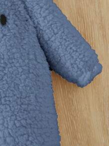 SHEIN 男婴童卡通刺繡3D耳朵設計連帽連體睡衣 - 藍色 - 查看 4