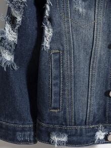 小男孩 1 入組破洞有蓋口袋牛仔夾克 - 中等水洗藍 - 查看 5