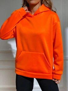SHEIN Unity Đồ họa Chữ cái Thả vai Hoodie - trái cam - Xem 4