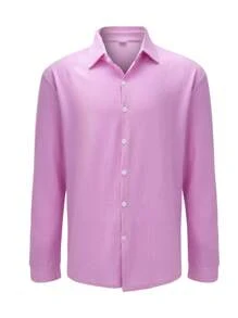 Hombres Cazadora unicolor con botones - Rosa - Ver 3