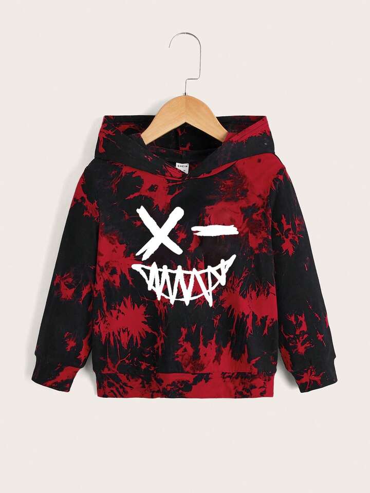 SHEIN Kids HYPEME Young Boy Tie Dye Expression Print Hoodie | SHEIN USA