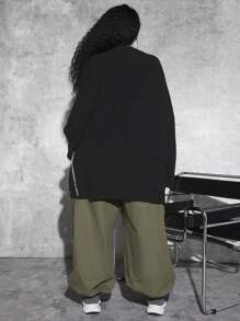 SHEIN CURVE+ 大碼字母圖案蝙蝠袖套頭毛衣