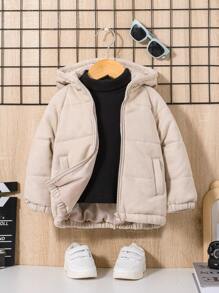 SHEIN Baby Boy Raglan Sleeve Hooded Padded Coat
