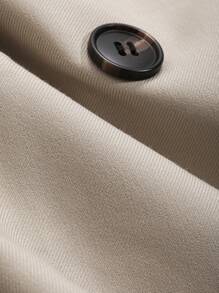 DAZY Áo blazer nữ màu trơn cổ ve lật, cài cúc đôi, không tay, thích hợp mặc đi làm, trang phục công sở mùa thu. - Màu be - Xem 7