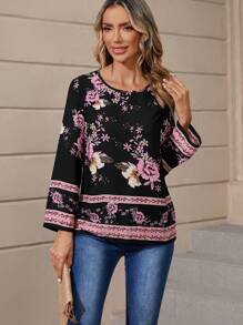 EMERY ROSE 印花襯衫 - 黑色 - 查看 1