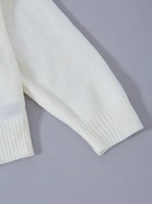 SHEIN LUNE 大碼骷髏圖案落肩袖套頭毛衣 - 白色 - 查看 7