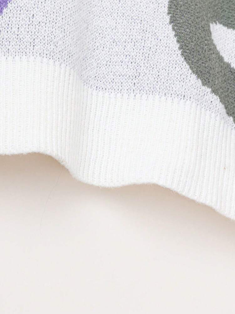 Plus Graphic Pattern Drop Shoulder Sweater Knit Pullover Fall Winter Sweater