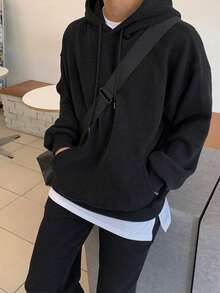 DAZY Nam Thả vai Dây rút Áo Hoodie & Quần thể thao - màu đen - Xem 5