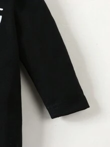 男婴休闲男女通用基本款连体衣，趣味字母印花设计 - 淺灰色 - 查看 6