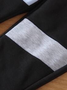 SHEIN 小男孩字母圖案拼色拉鍊連帽衫和運動褲（不含毛衣） - 彩色 - 查看 3