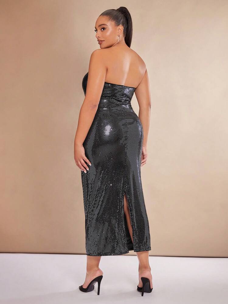 Plus Fashion Rhinestone Tube Bodycon Dress For Summer